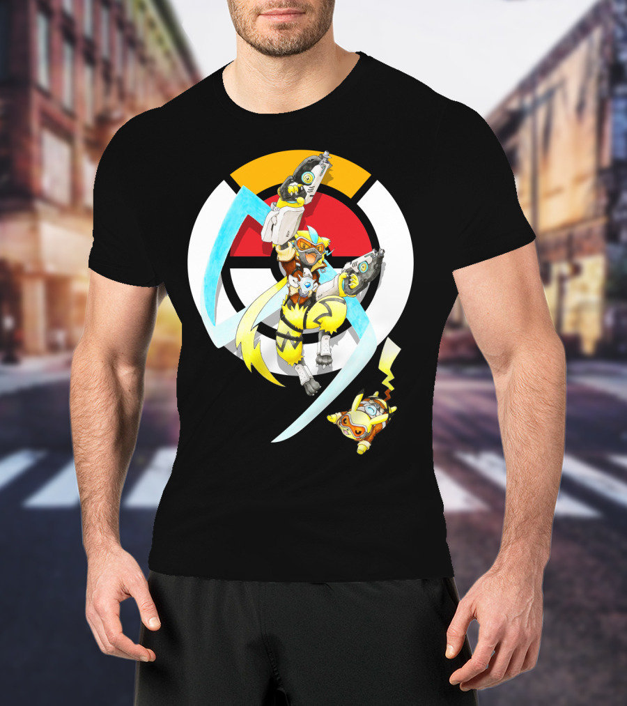 Pokemon X Zeraora X Pikachu Overwatch Style Battle T-Shirt