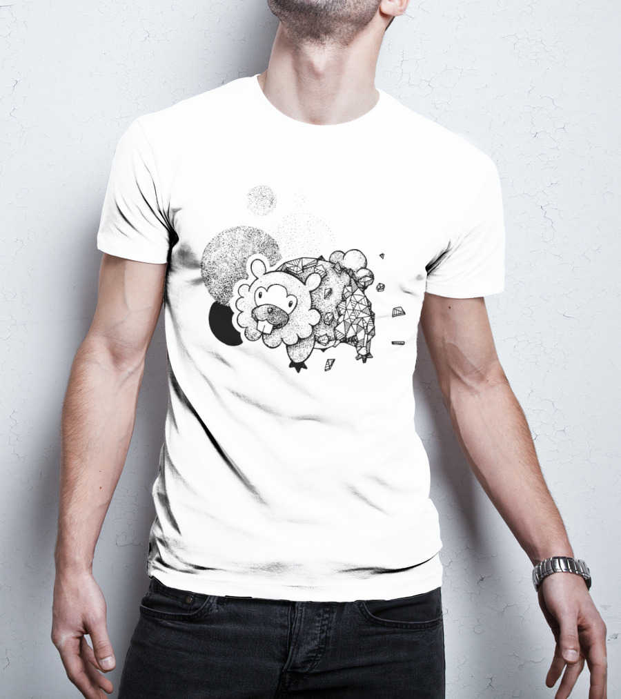 Geometric Pokemon Bidoof Dotwork Triangle T-Shirt