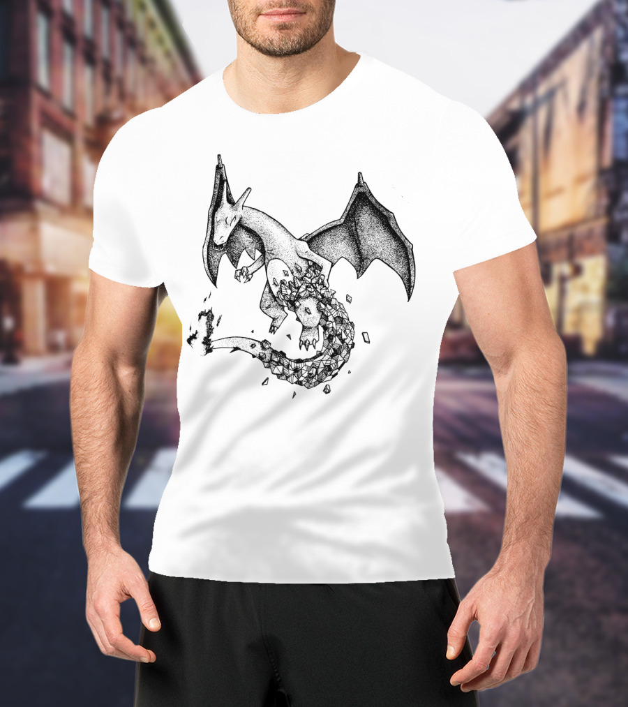 Geometric Charizard Pokemon Crystal Fragmented T-Shirt