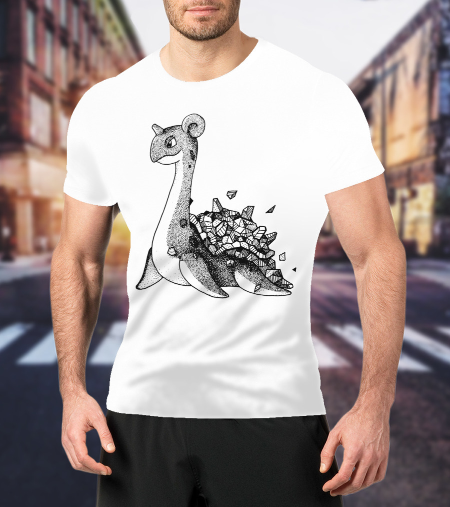 Geometric Style Lapras Pokemon Sketch T-Shirt