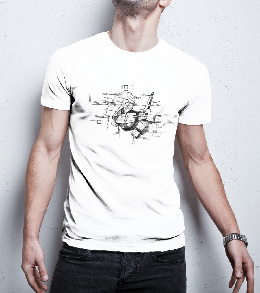 Geometric Pokemon Porygon Artistic Linework T-Shirt