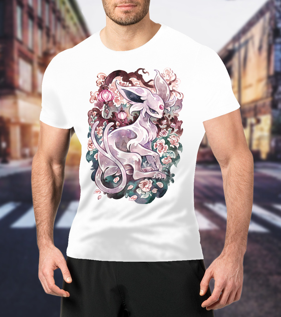 Watercolor Pokemon Espeon IN Floral Ornaments T-Shirt