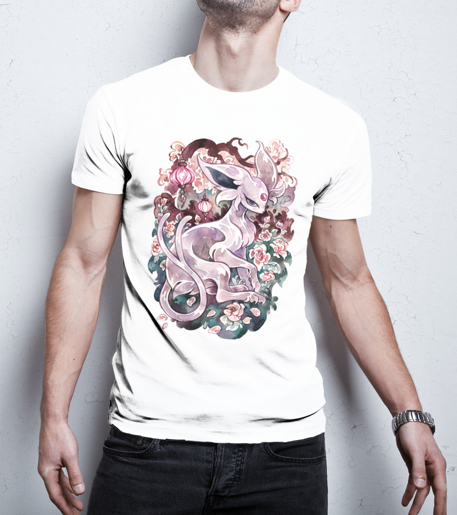 Watercolor Pokemon Espeon IN Floral Ornaments T-Shirt