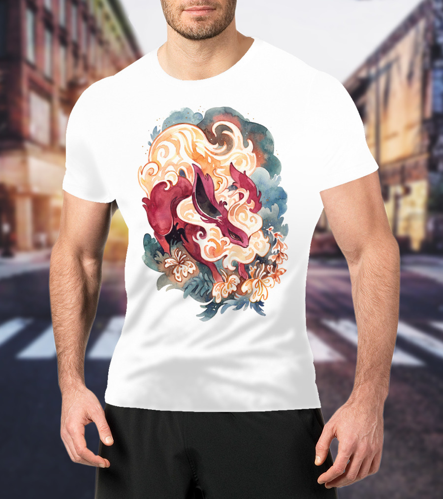Watercolor Pokemon Flareon Smoke And Flames T-Shirt