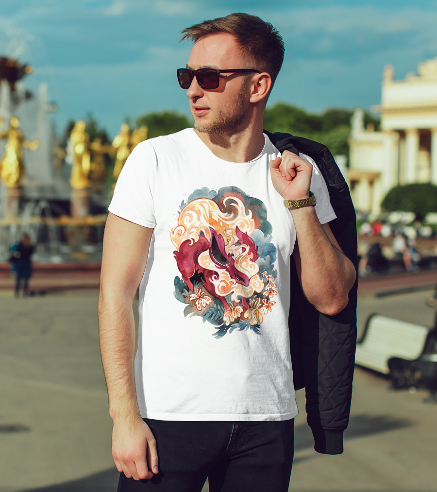 Watercolor Pokemon Flareon Smoke And Flames T-Shirt
