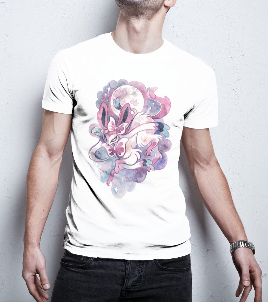 Watercolor Pokemon Sylveon Lunar Moonlight Pastel Fantasy T-Shirt