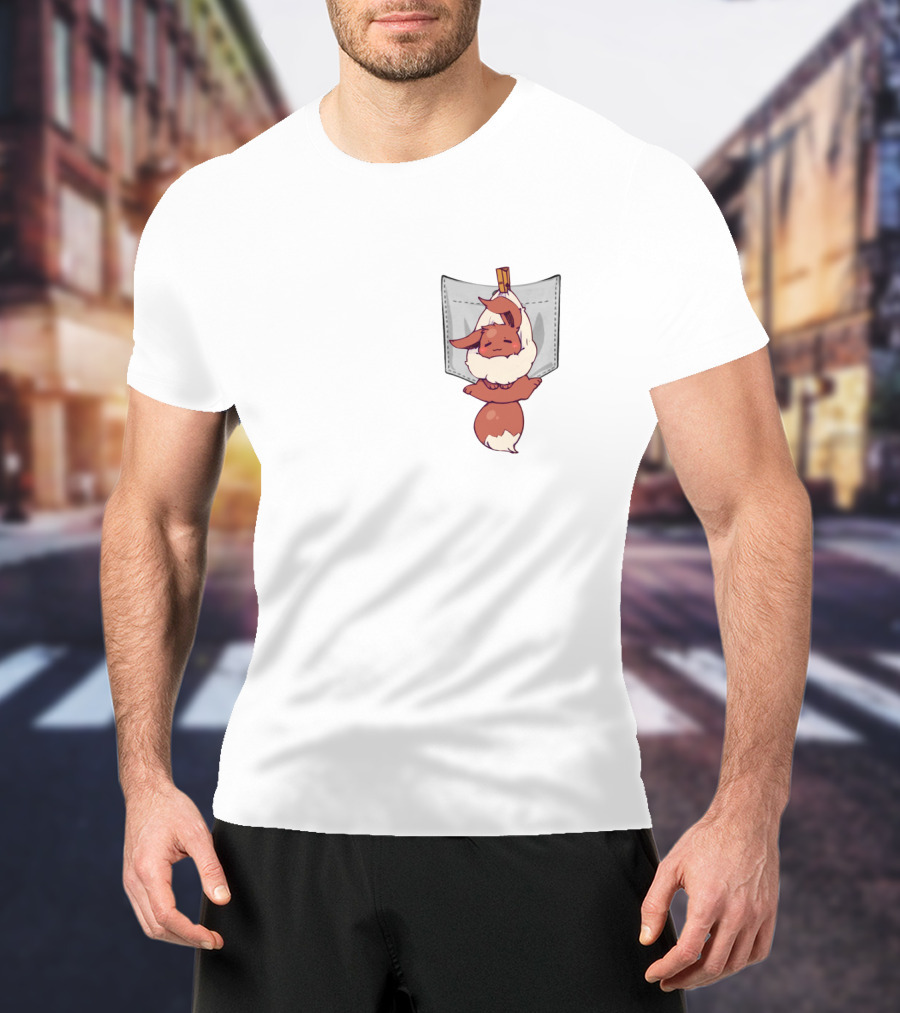 Eevee Pokémon Hanging Cute Pocket T-Shirt