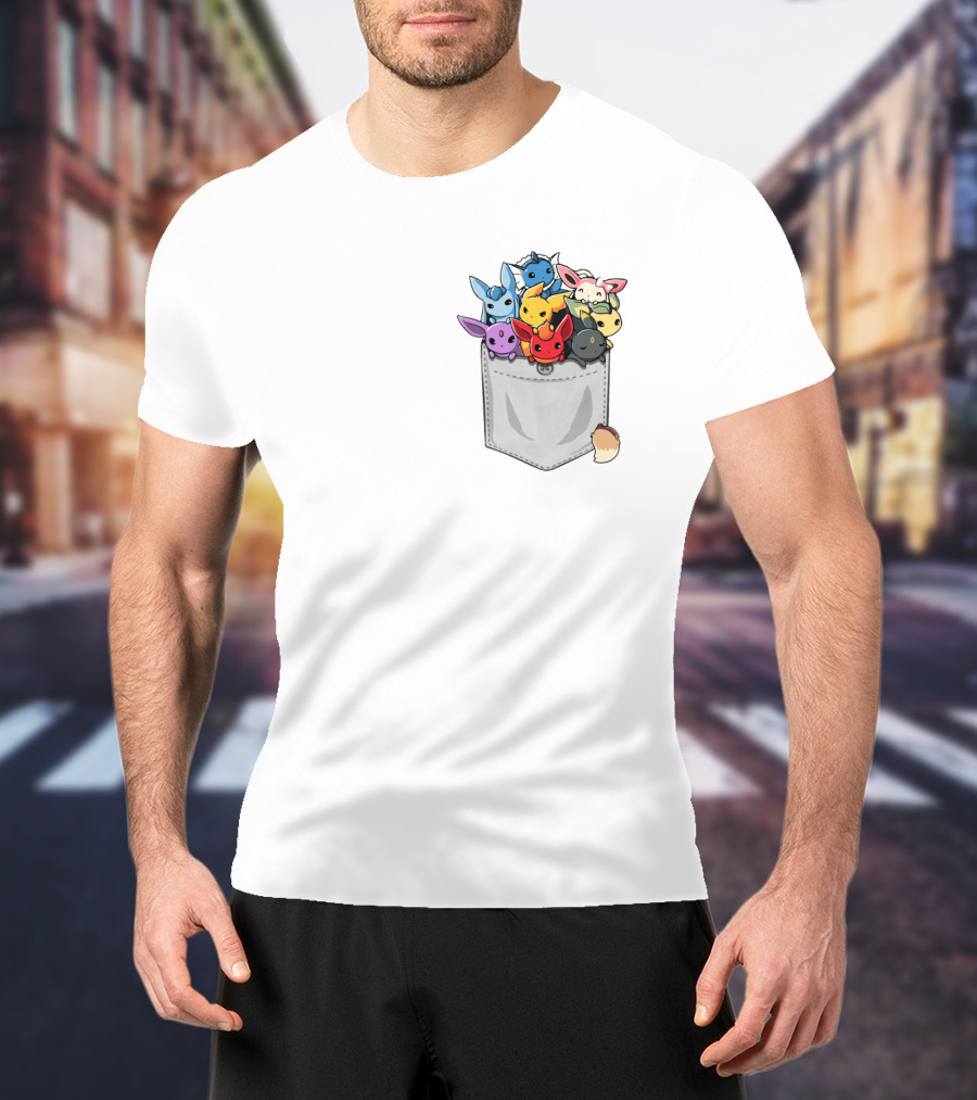Eeveelution Pokemon Pocket Cute Character Collection T-Shirt