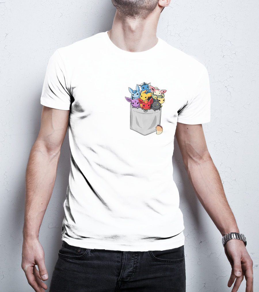 Eeveelution Pokemon Pocket Cute Character Collection T-Shirt