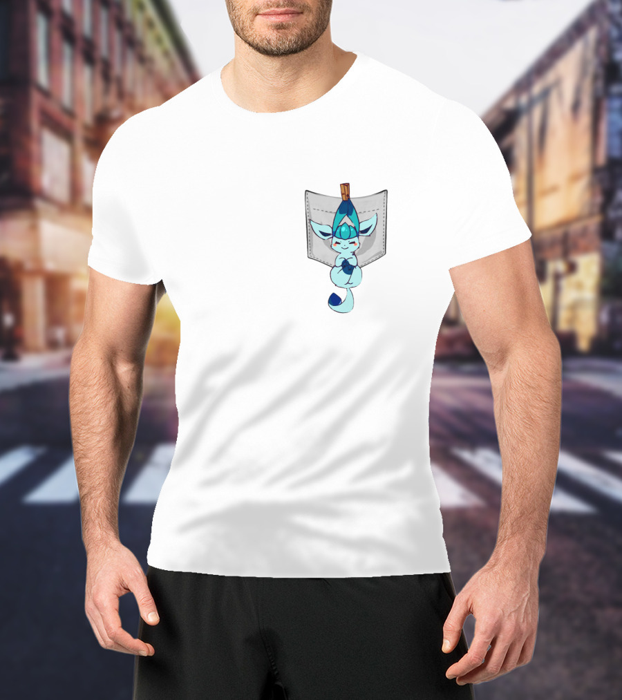 Glaceon Pokemon Pocket Cute Ice Type Creature Playful T-Shirt