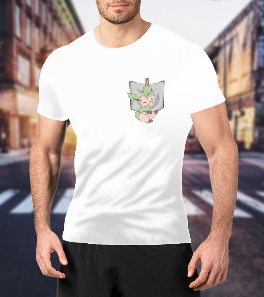 Leafeon Pokemon IN Faux Pocket T-Shirt