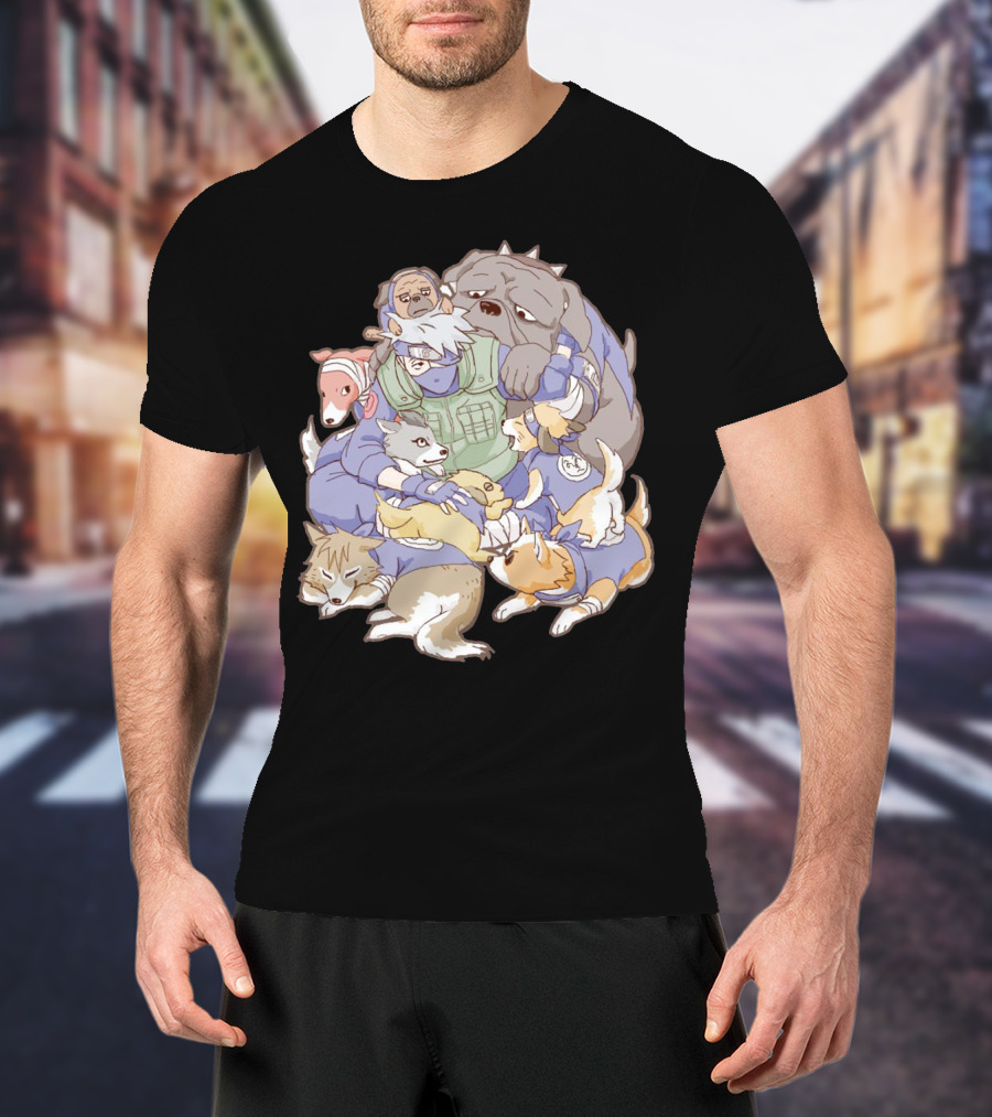 Kakashi Hatake Surrounded By Pack Of Ninken Dogs T-Shirt