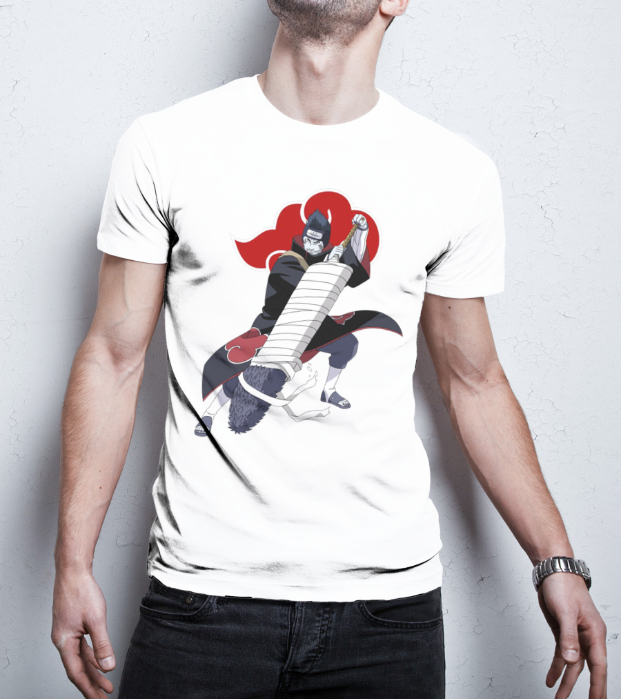Kisame Hoshigaki Akatsuki Member Wielding Samehada With Red Cloud T-Shirt