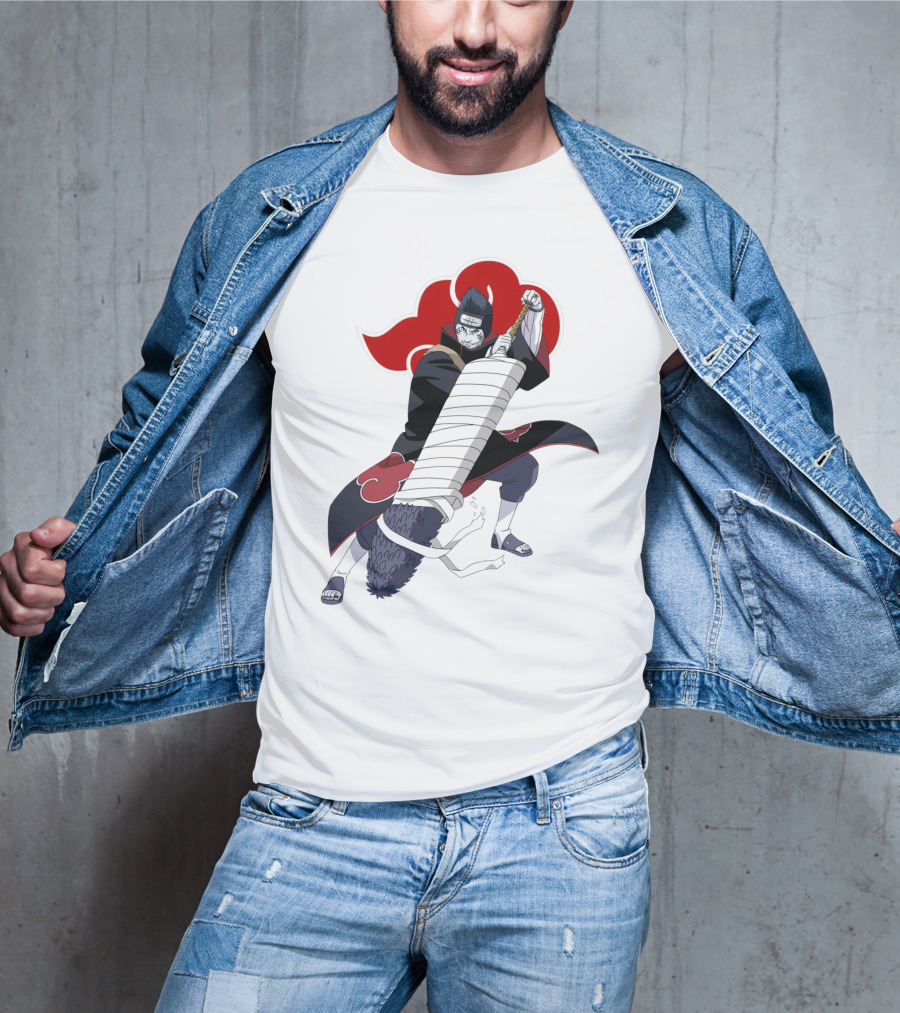 Kisame Hoshigaki Akatsuki Member Wielding Samehada With Red Cloud T-Shirt