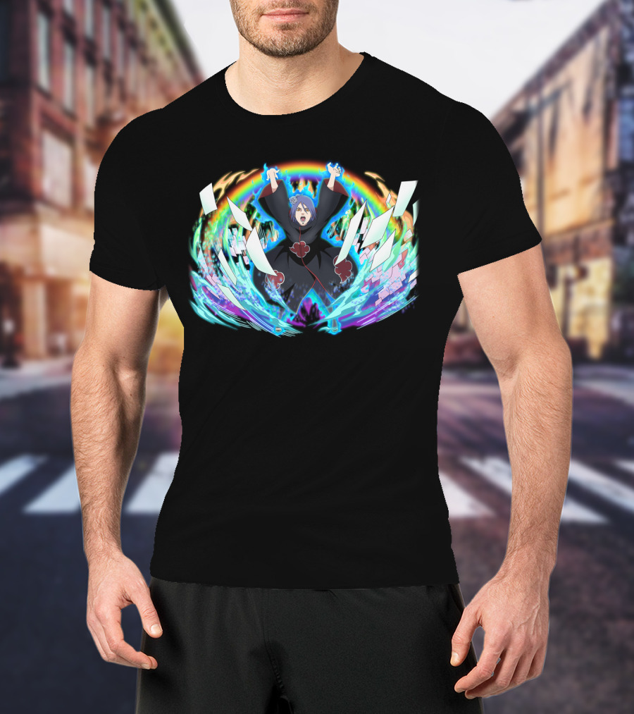 Konan Akatsuki Paper Jutsu Rainbow Energy Burst T-Shirt