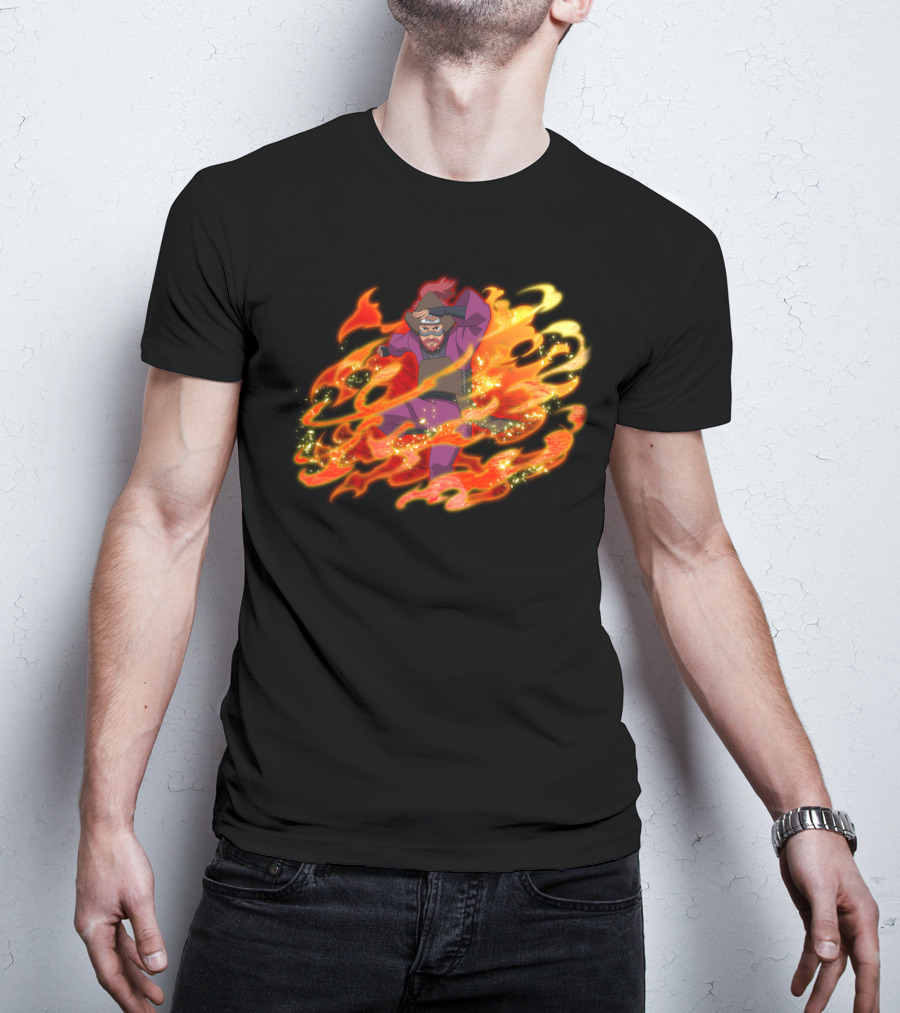Roshi Fire Aura Anime Character Red And Purple T-Shirt