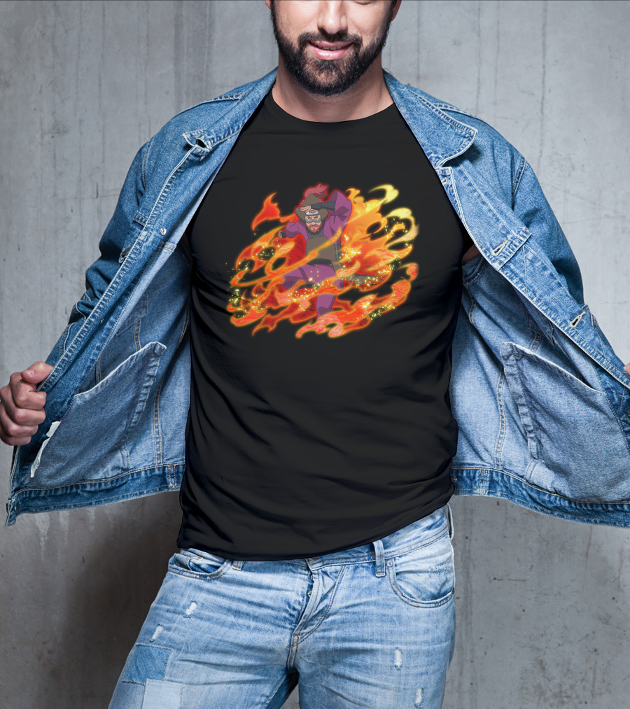 Roshi Fire Aura Anime Character Red And Purple T-Shirt