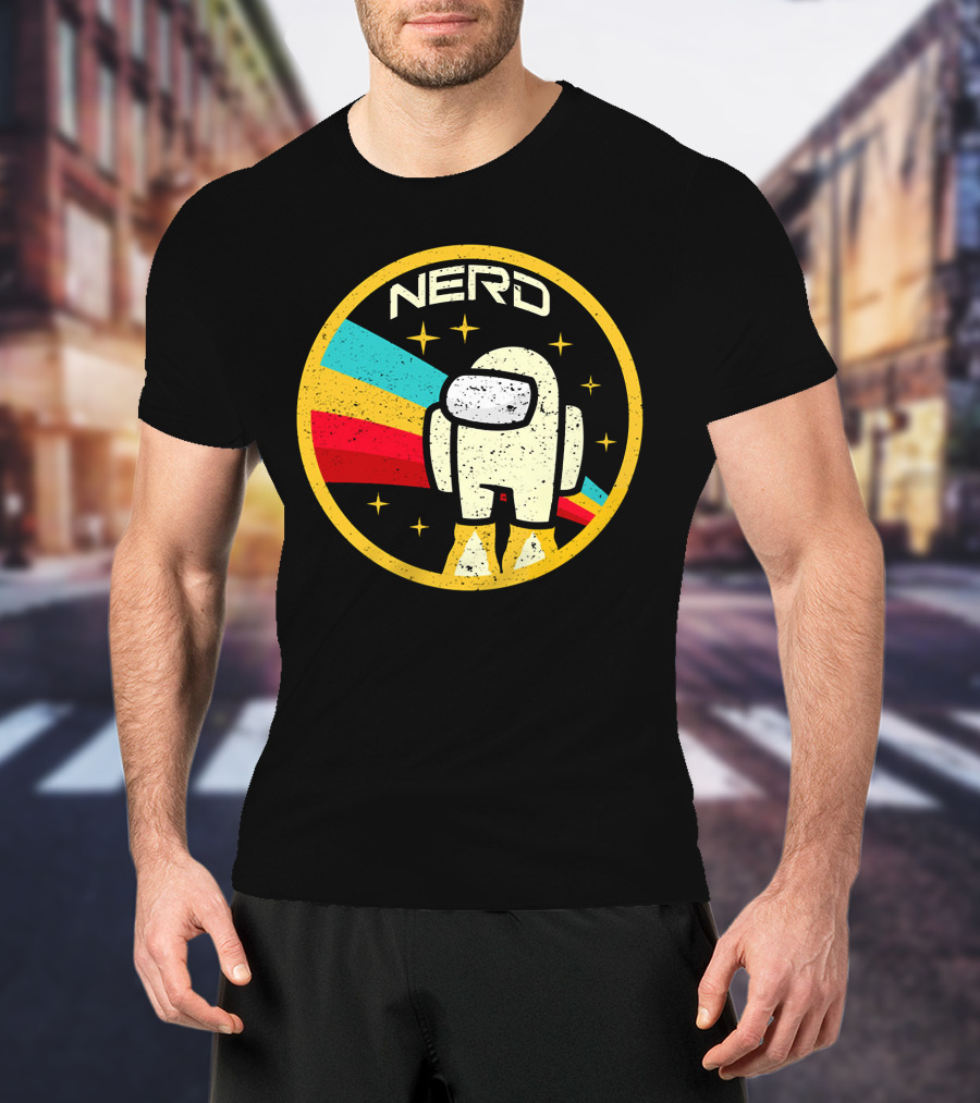 Nerd Among Us Impostors Retro Astronaut Stars T-Shirt