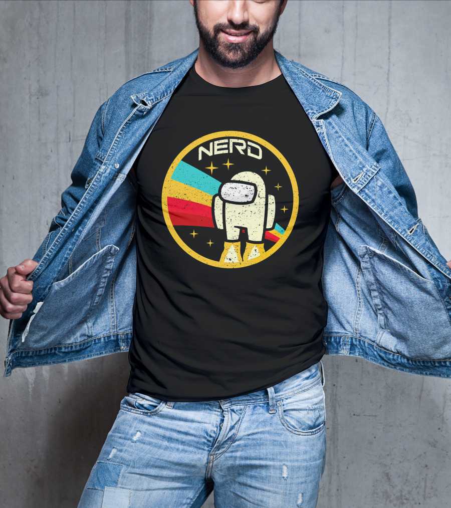Nerd Among Us Impostors Retro Astronaut Stars T-Shirt