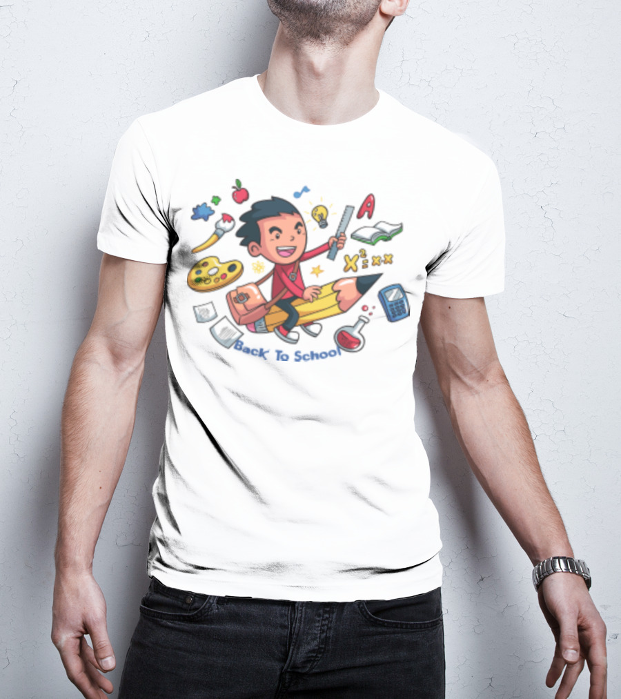 Fly To School Back To School Adventure With Art Mathematics And Science Elements T-Shirt