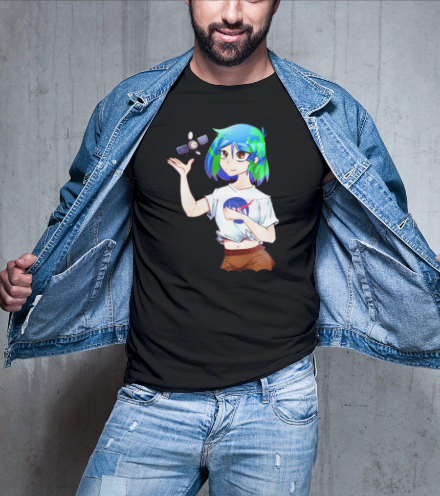 Nasa Back To School Anime Character Featuring Earth Girl And Satellite T-Shirt