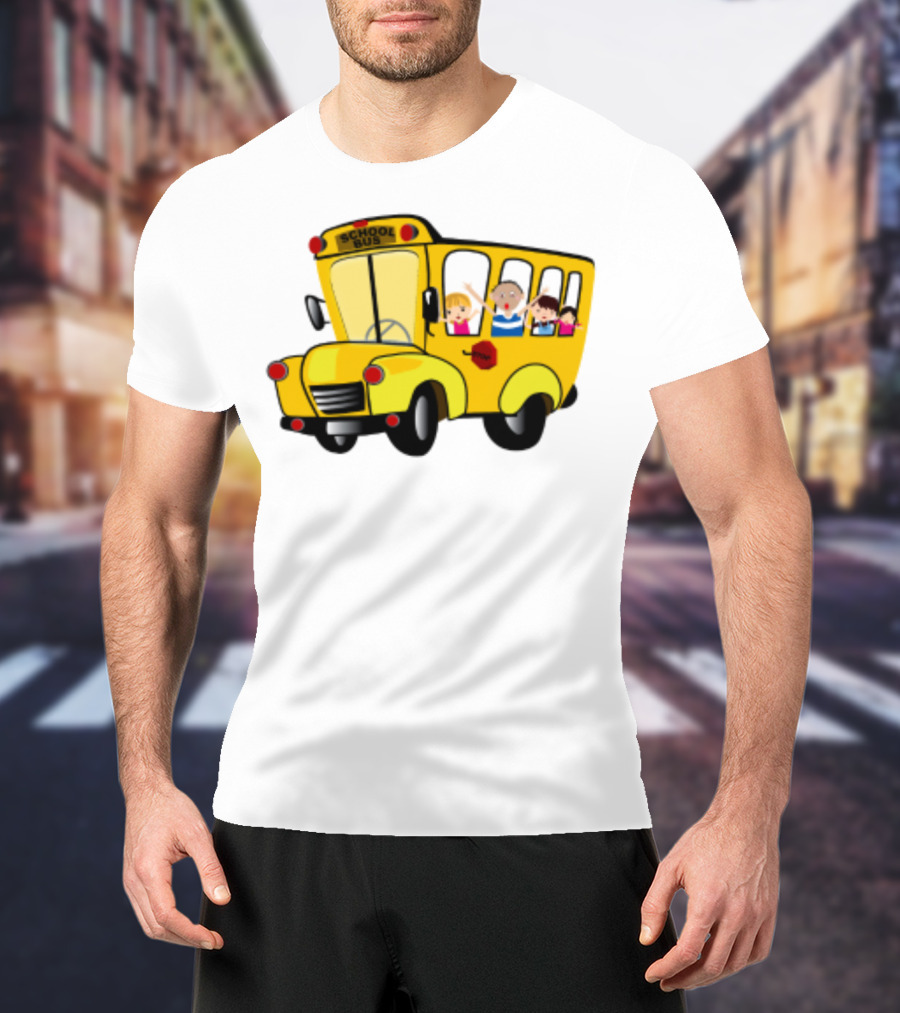 Cheerful School Bus Ride Back To School With Kids T-Shirt