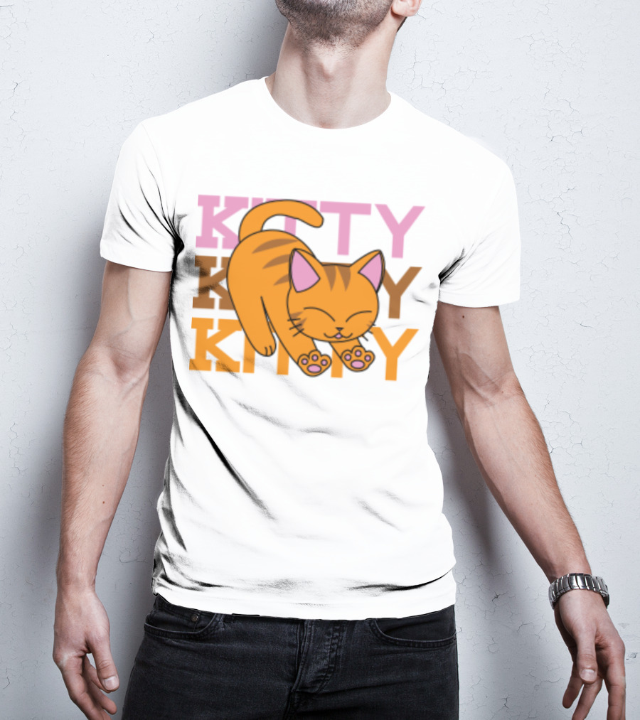 Kitty Kitty Playful Ginger Cat Illustration With Pastel Text T-Shirt