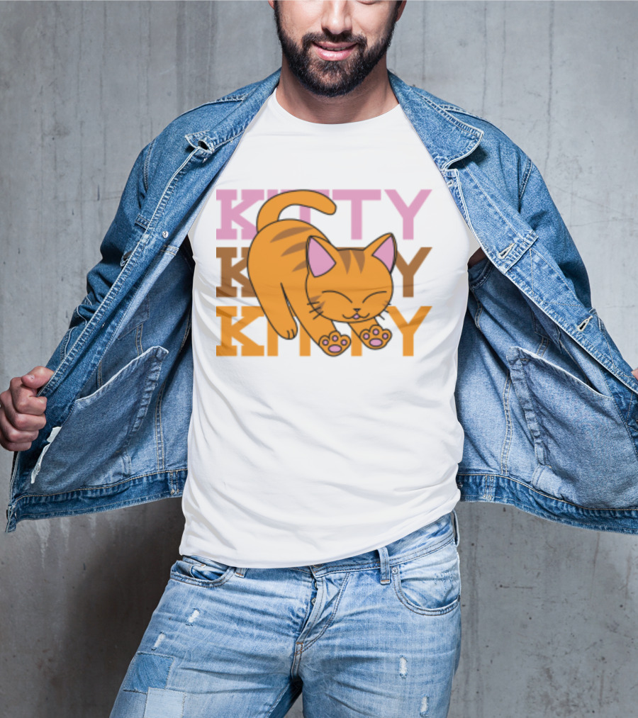 Kitty Kitty Playful Ginger Cat Illustration With Pastel Text T-Shirt