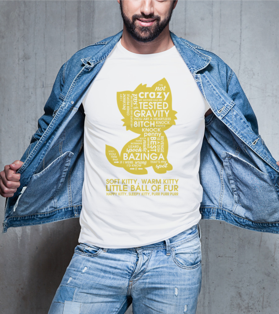 Soft Kitty, Warm Kitty, Crazy Kitty, Tested Gravity, Bazinga Little Ball Of Fur T-Shirt