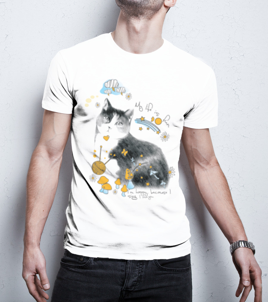 My Life Is Fun I'm Happy Because I Smile Kitty T-Shirt