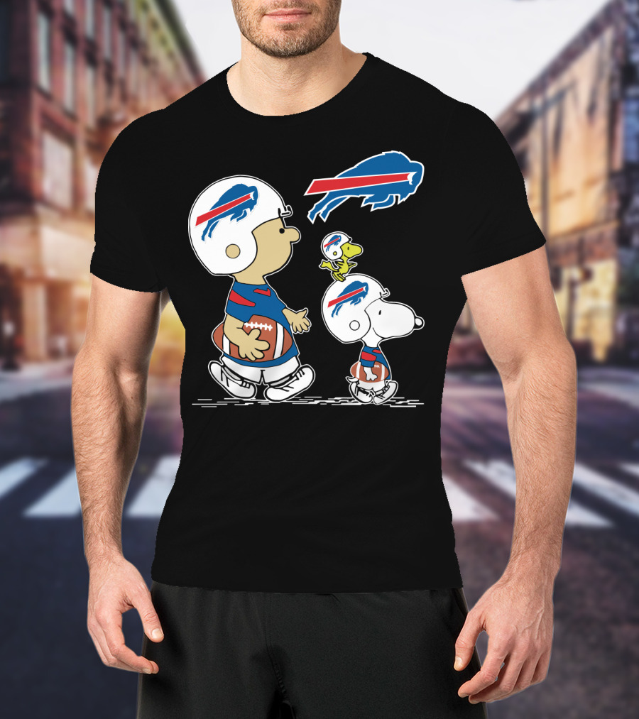 Buffalo Bills Christmas Peanuts Characters Football Helmets T-Shirt