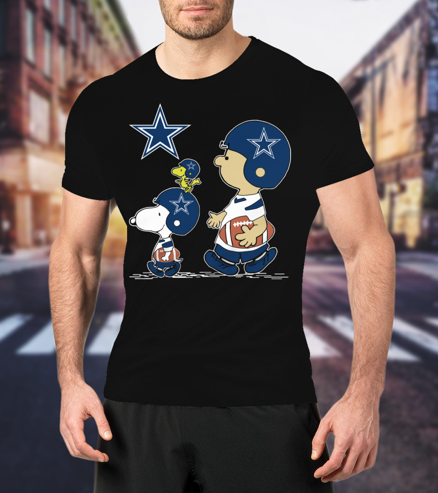 Dallas Cowboys Christmas Peanuts Cute Football Characters T-Shirt