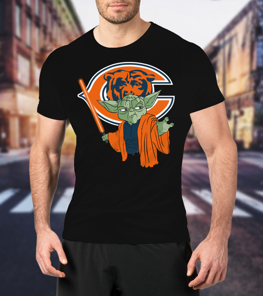 Chicago Bears Yoda Orange Lightsaber T-Shirt