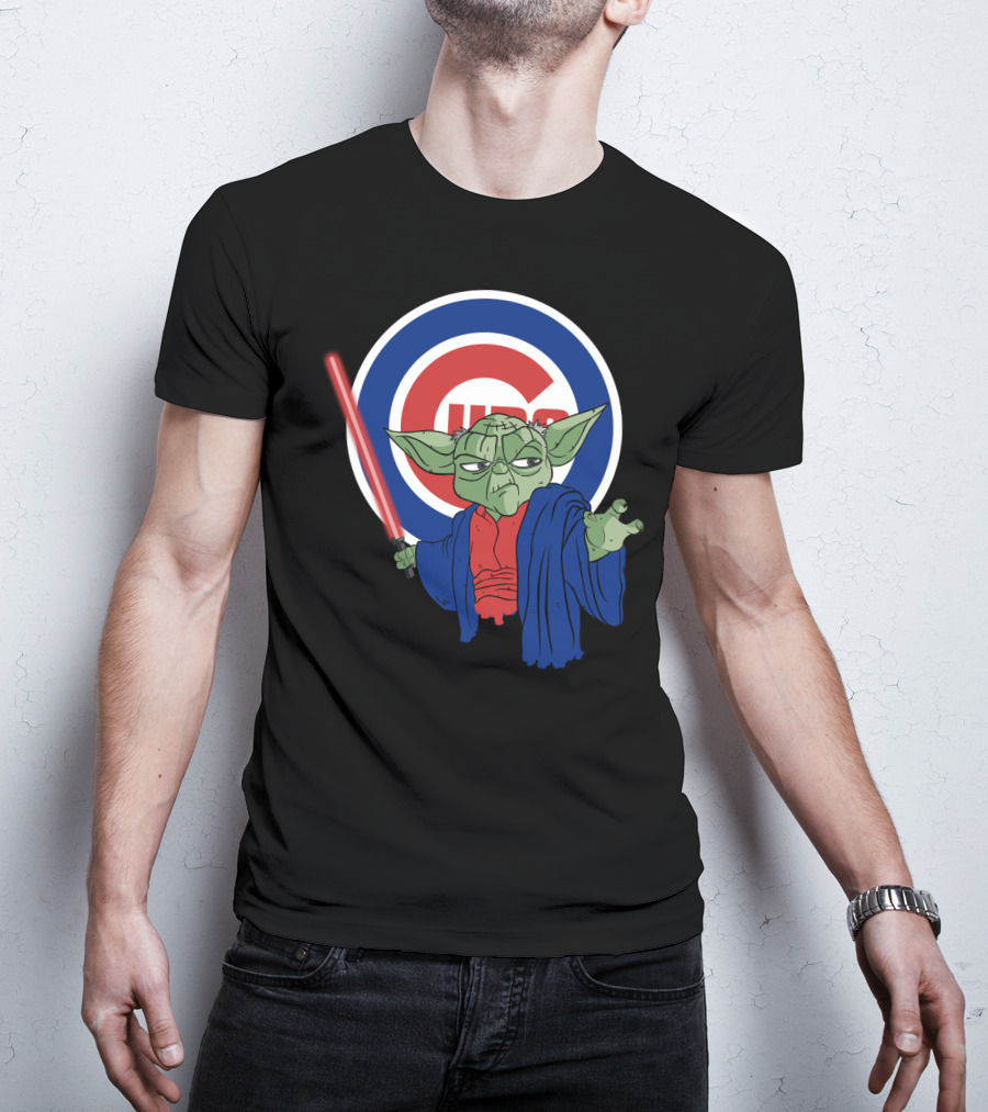 Cubs Yoda With Lightsaber And Chicago Cubs T-Shirt