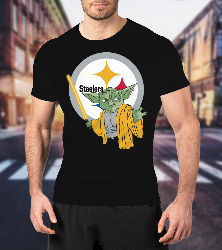 Steelers Yoda Star Wars Crossover With Lightsaber T-Shirt