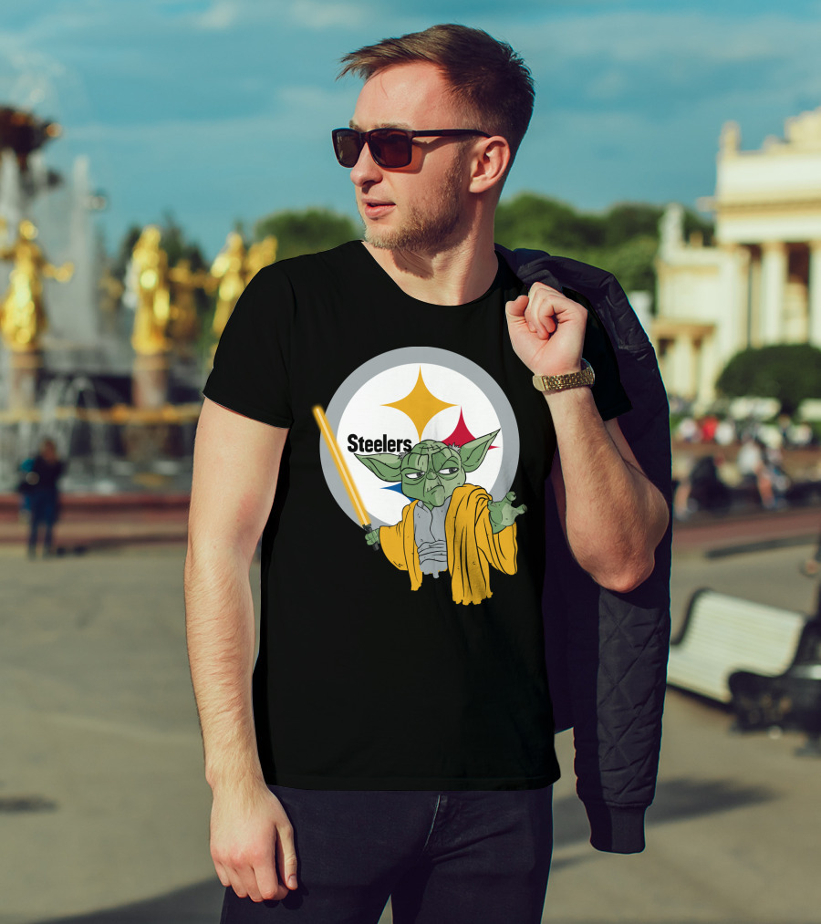 Steelers Yoda Star Wars Crossover With Lightsaber T-Shirt