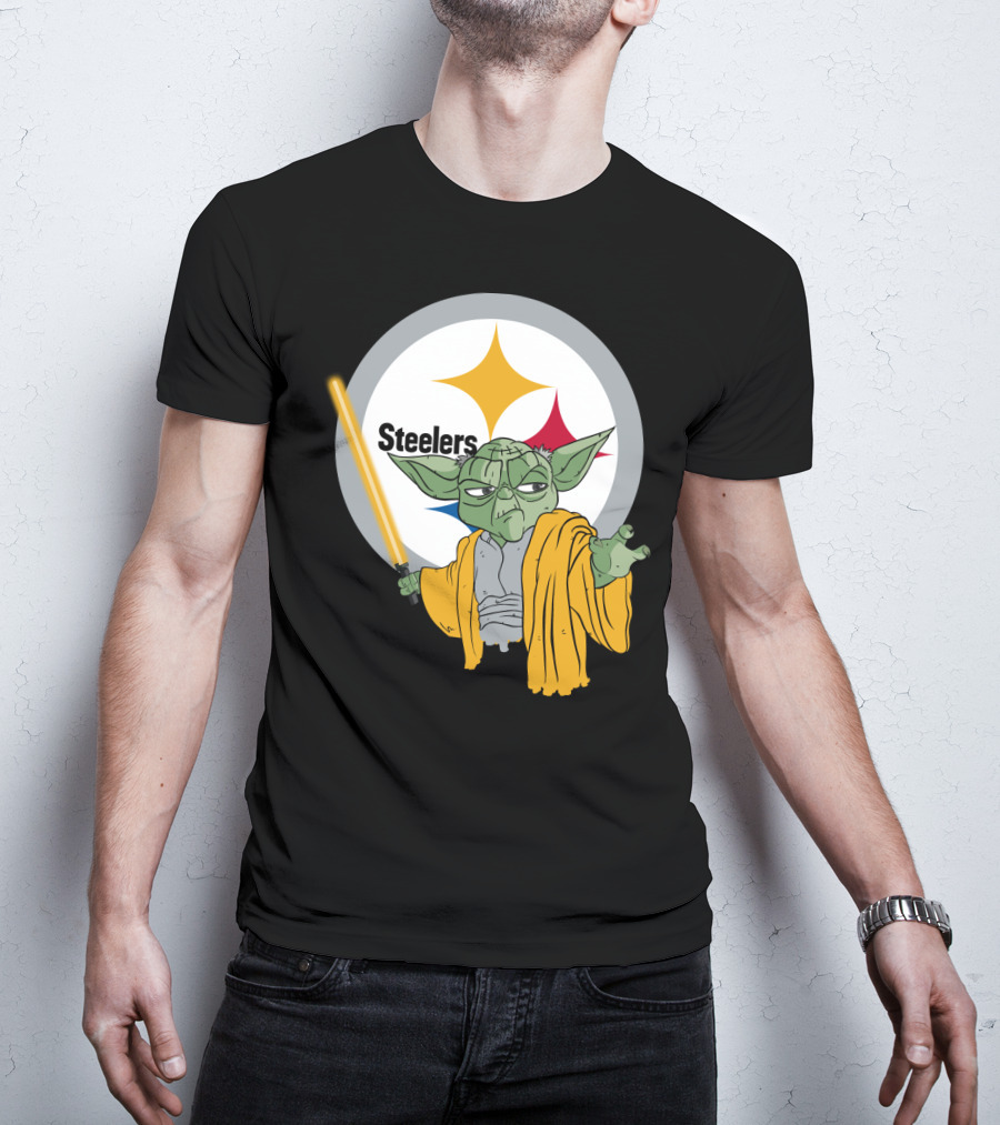 Steelers Yoda Star Wars Crossover With Lightsaber T-Shirt
