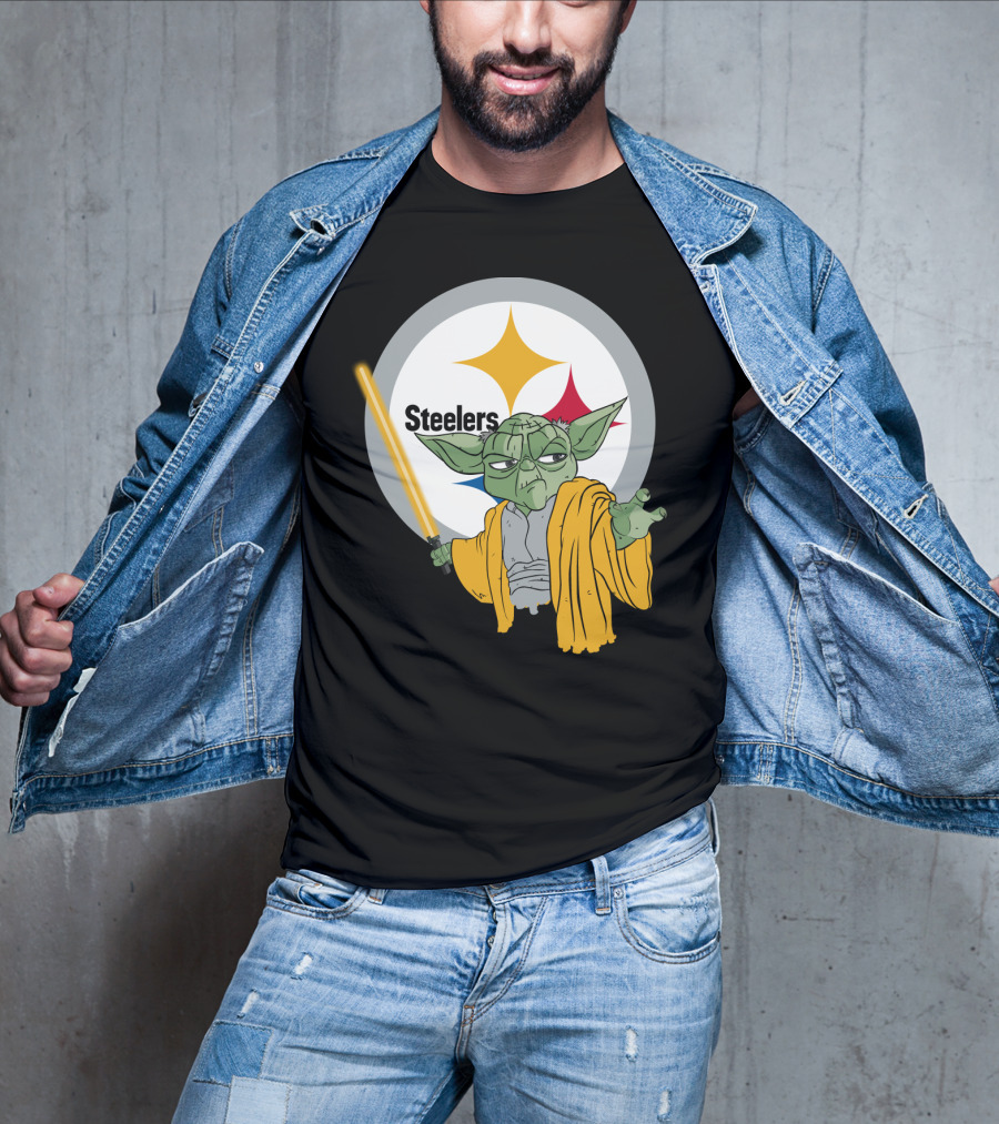 Steelers Yoda Star Wars Crossover With Lightsaber T-Shirt