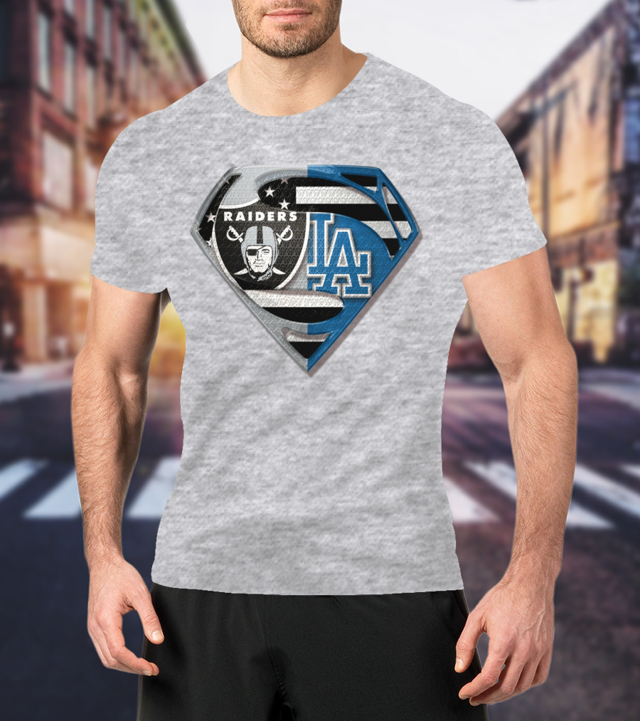 Raiders La Logo Crossover Superman Shield T-Shirt
