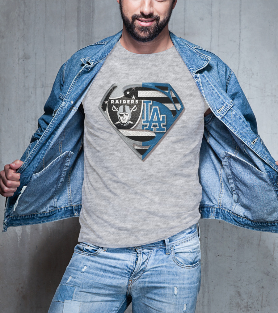 Raiders La Logo Crossover Superman Shield T-Shirt