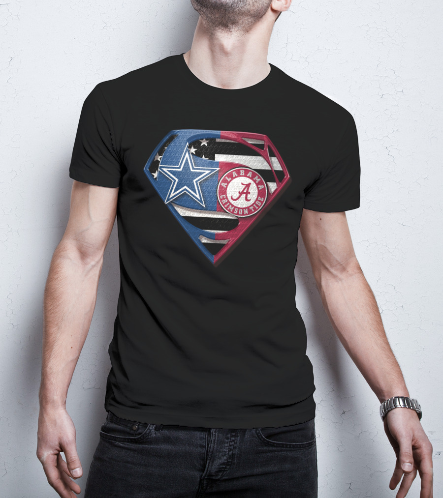 Dallas Cowboys Alabama Crimson Tide Superman Shield T-Shirt