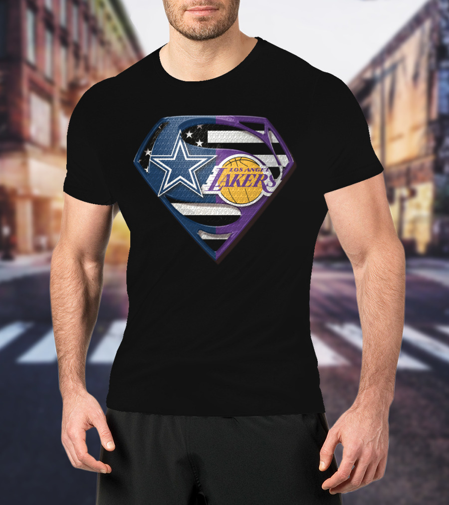 Superman Star Dallas Cowboys Los Angeles Lakers Badge T-Shirt