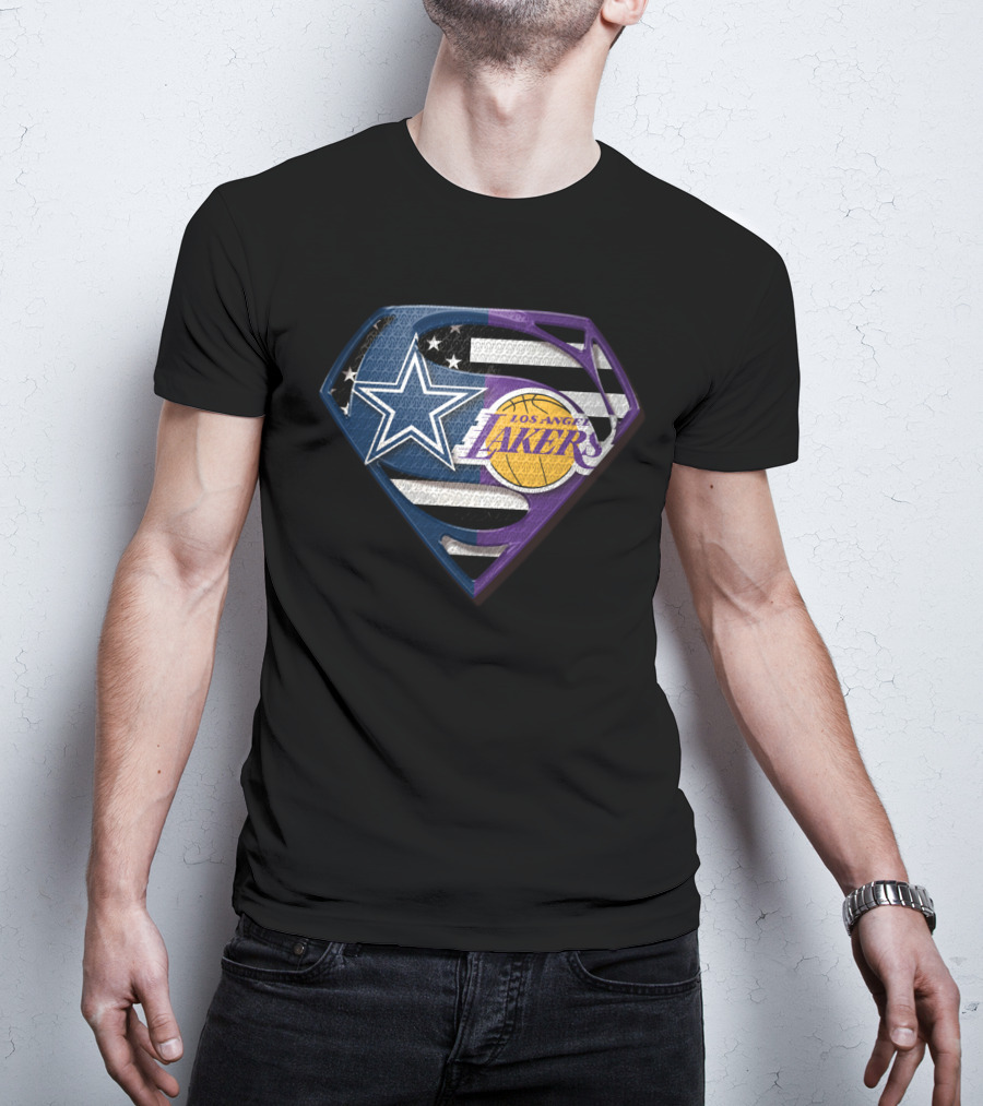Superman Star Dallas Cowboys Los Angeles Lakers Badge T-Shirt