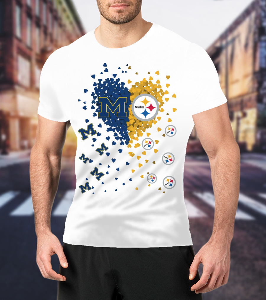 Steelers Heart With Wolverines M Symbol T-Shirt