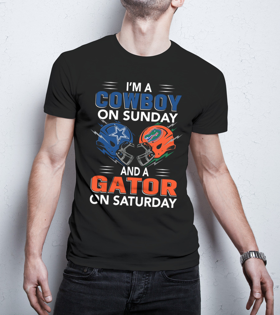 I'm A Cowboy On Sunday And A Gator On Saturday Football Helmets T-Shirt