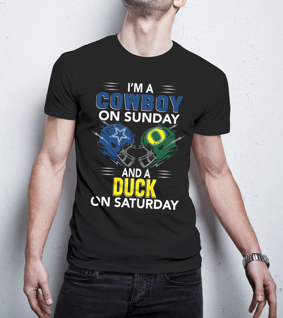 I'm A Cowboy On Sunday And A Duck On Saturday Football Helmets T-Shirt
