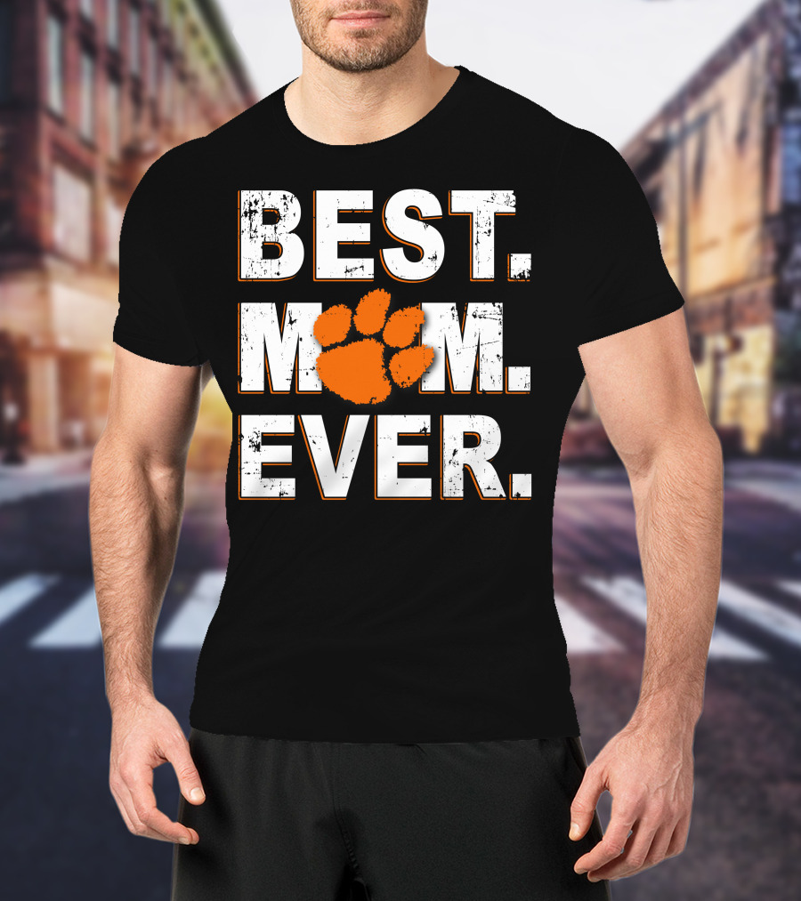 Best Mom Ever Clemson Tigers Paw Print T-Shirt