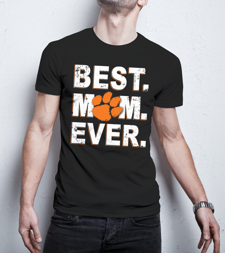 BEST MOM EVER CLEMSON TIGERS Paw Prints T-Shirt