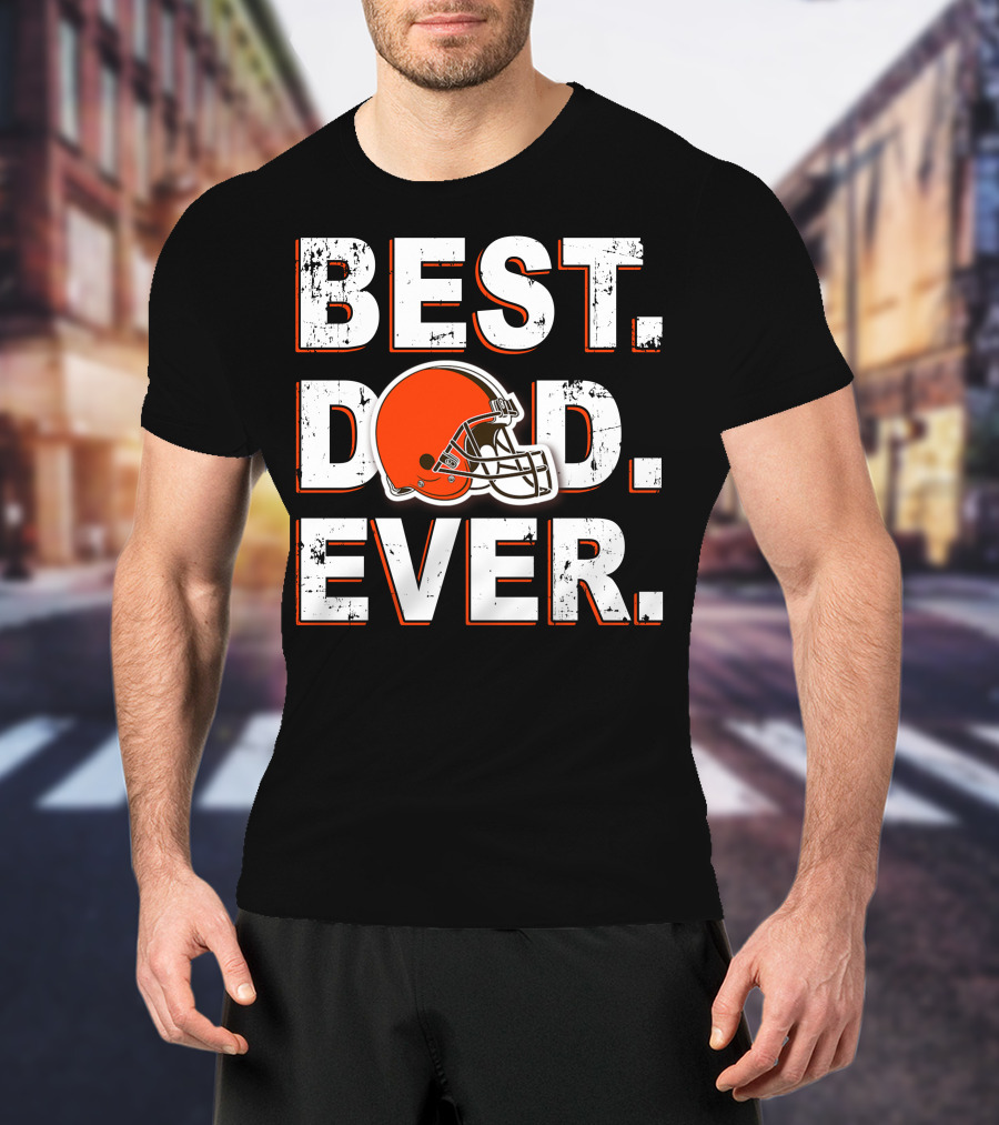 Best Dad Ever Cleveland Football Helmet T-Shirt
