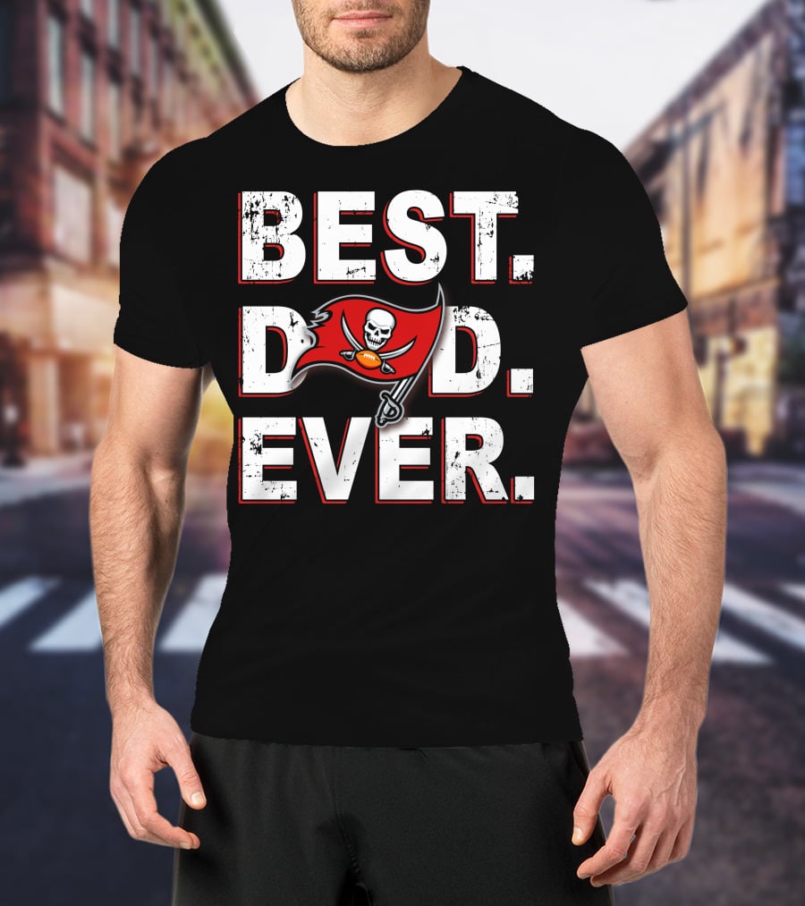 Best Dad Ever Tampa Bay Buccaneers Skull Flag T-Shirt